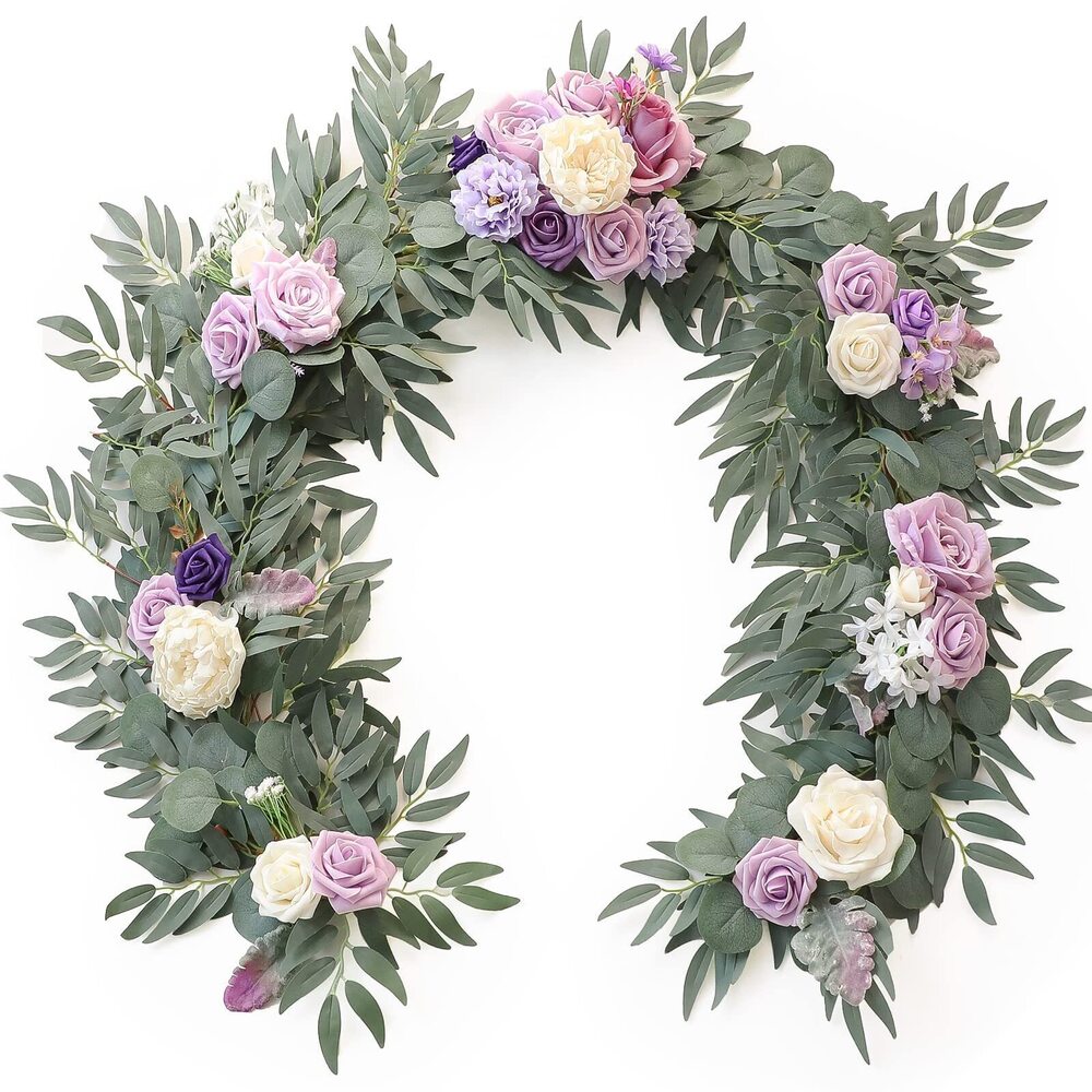 4405 6ft Artificial Eucalyptus Garland with Flowers Greenery Faux Floral